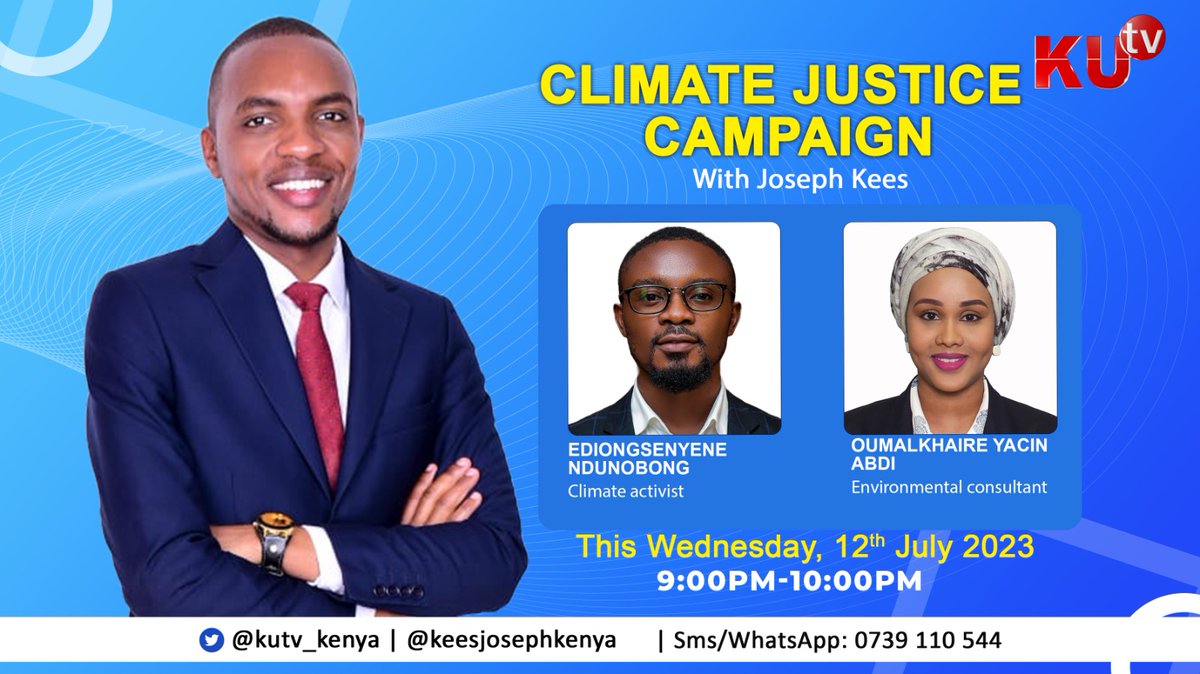 Tonight from 9PM (EAT), I'll be a live studio guest along with my colleague @ummiyacin on @KUTV.

We shall be discussing issues bordering on Climate Justice and how African youths can get involved. 

#WhatHasChanged #NSSCJ3 #ClimateJusticeSchool
@Summer_School1 @PACJA1 @CSDevNet1