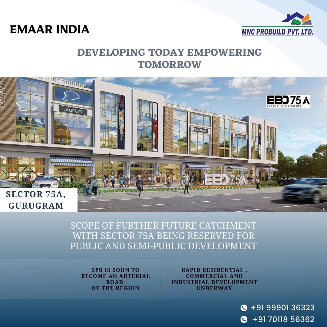 MNCProbuild's tweet photo. Embracing a bright future at Emaar India Sector 75A, Gurugram! Today's development paves the way for tomorrow's empowerment. The endless possibilities and promising 
Contact us at +91 99901 36323 &amp;+91 7011856362.
#LuxuryLifestyle #GurugramProperty #mncprobuildpvtltd #DreamHome https://t.co/3oopaOdo4N