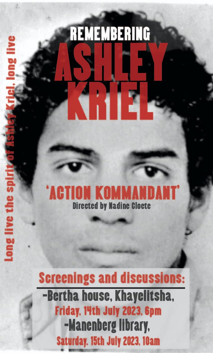 MaengereFilms's tweet photo. Details for #Khayelitsha and #Manenberg screenings of #ActionKommandant the story of #AshleyKriel: https://t.co/EZwAuda8ou
