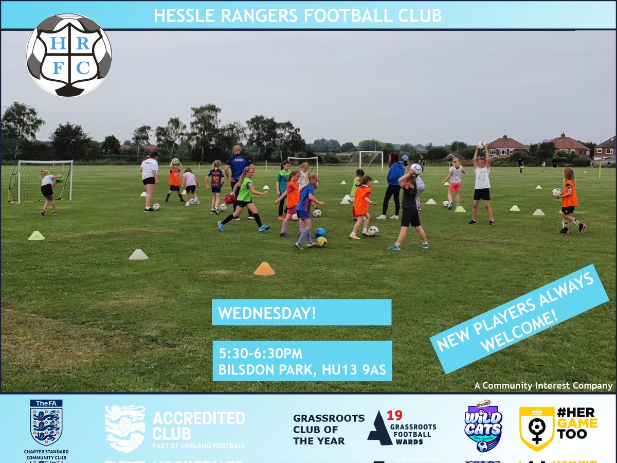 HessleRangers's tweet photo. It's Wednesday, it's Hessle Rangers #WeetabixWILDCATS tonight! Just turn up, no experience needed and try for free! Outside, whatever the weather!

⏰ 5:30-6:30pm - girls aged 5-11
🌏 Beverley Road, Hessle, HU13 9AS 
💰 £2 (First session is FREE!) https://t.co/GzrR48h0YE