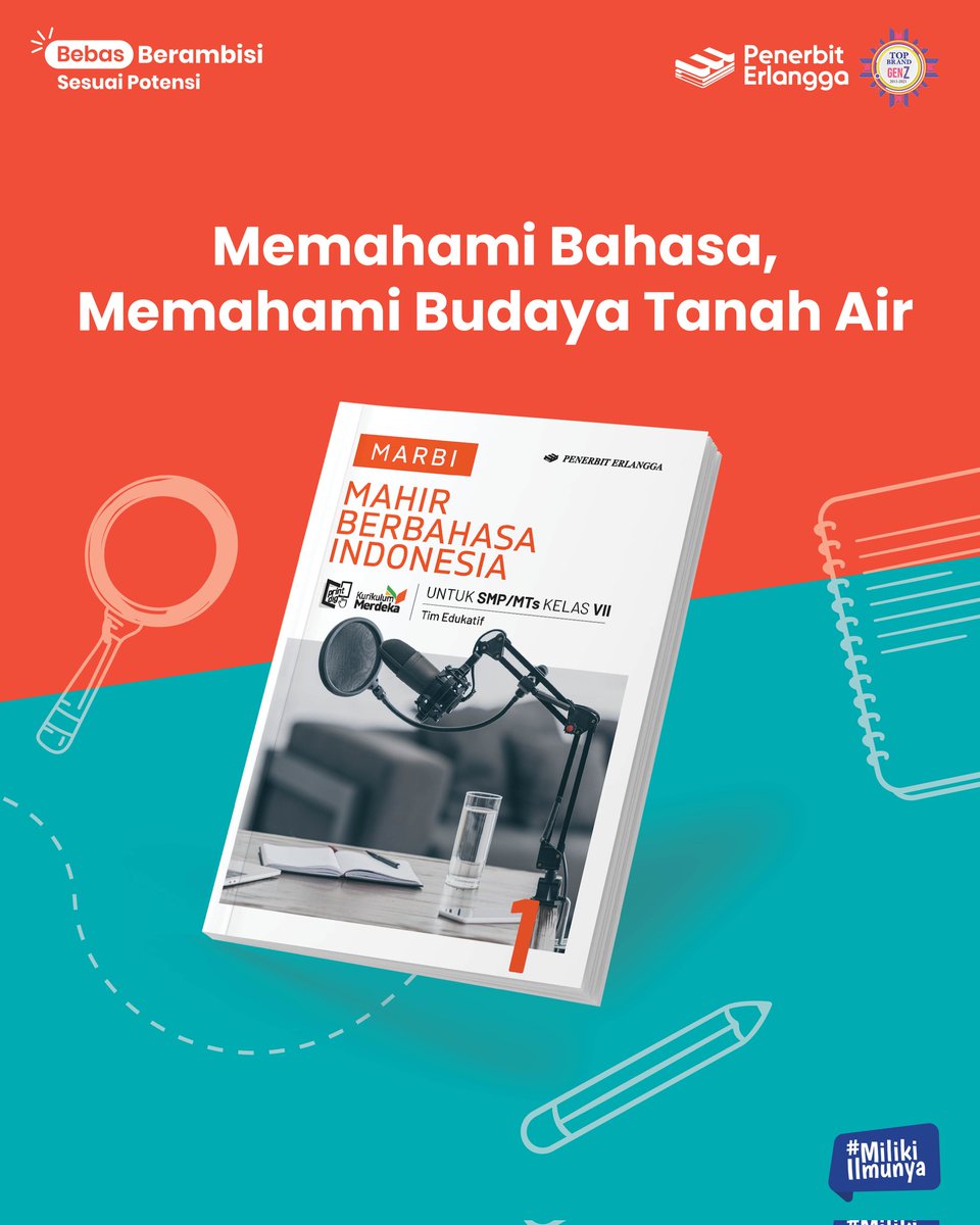 BukuERLANGGA's tweet photo. Sahabat Erlangga,
Buku Mahir Berbahasa Indonesia untuk SMP/MTs ini dirancang agar siswa bisa mahir dalam berbahasa Indonesia sesuai dengan Kurikulum Merdeka. 

#bukuerlangga
#milikiilmunya
#marbi
#penerbiterlangga
#mahirbahasaindonesia https://t.co/qyjMRZOECK