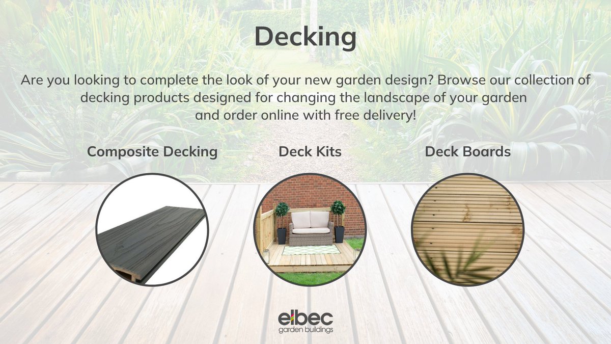 elbecgardenb's tweet image. Browse our decking products for those looking to refresh their garden design, including timber, composite and wooden decking, tiles, kits and boards!

 👉 shorturl.at/lxyJT 

#elbecgardenbuildings #deckingdesign #gardendecking #outdoordecking  #decking #gardens #gardenideas