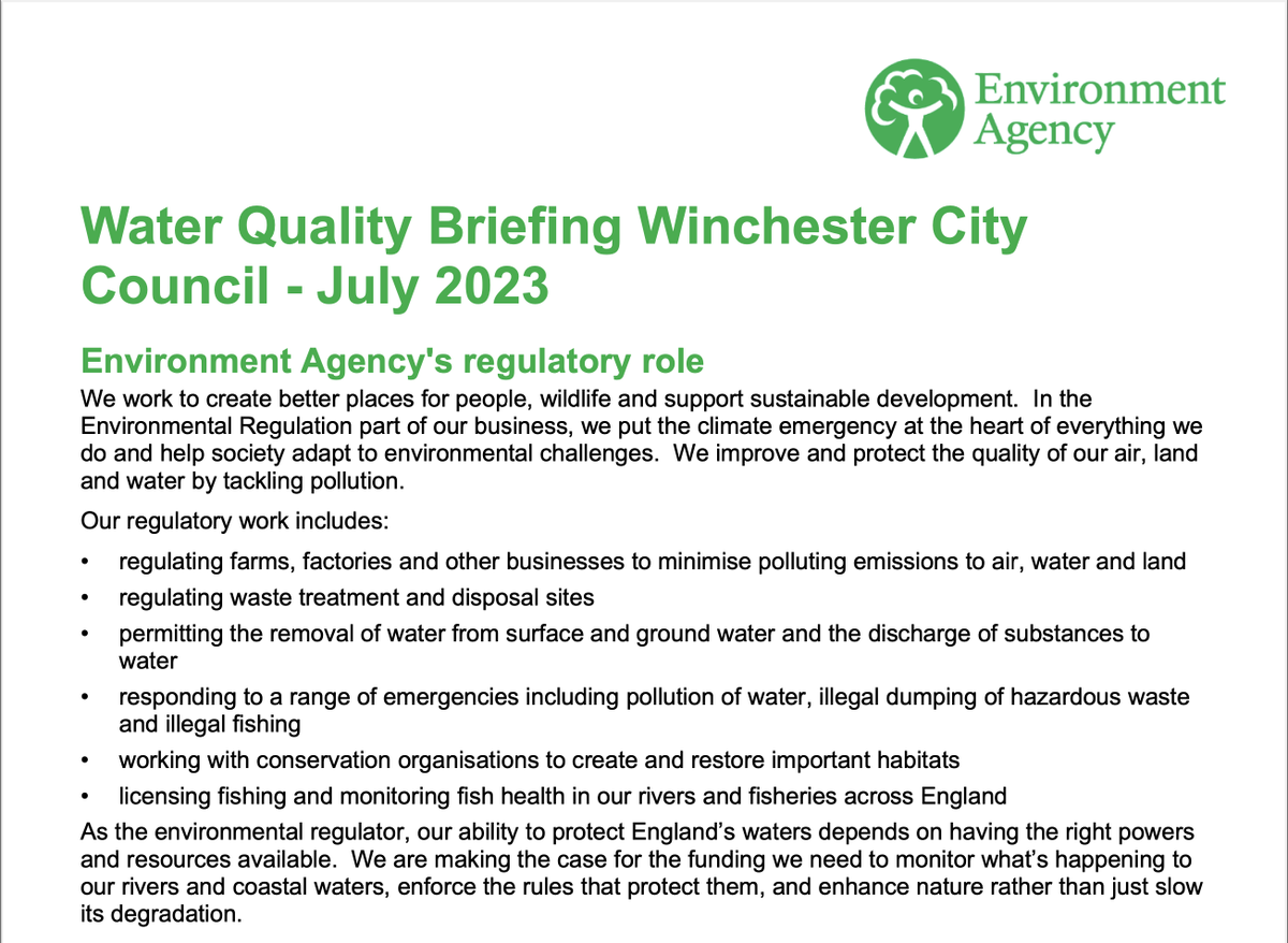 Feargal_Sharkey's tweet photo. The @EnvAgency provided a report to @WinchesterCity that local chalk stream groundwater is in 'Poor' condition

Here's the blurb from that report. Not once does it mention the EA has a legal duty to "maintain, improve and develop salmon and trout", fisheries like chalk streams.😡 https://t.co/ikrAKXS9N6