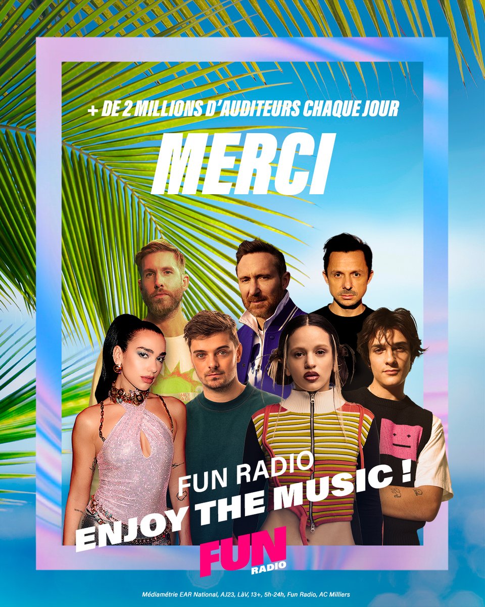 🎤 #AudiencesRadio MERCI ! 😍 Chaque jour, vous êtes plus de 2 millions d’auditeurs à écouter les sons de Fun Radio ❤️