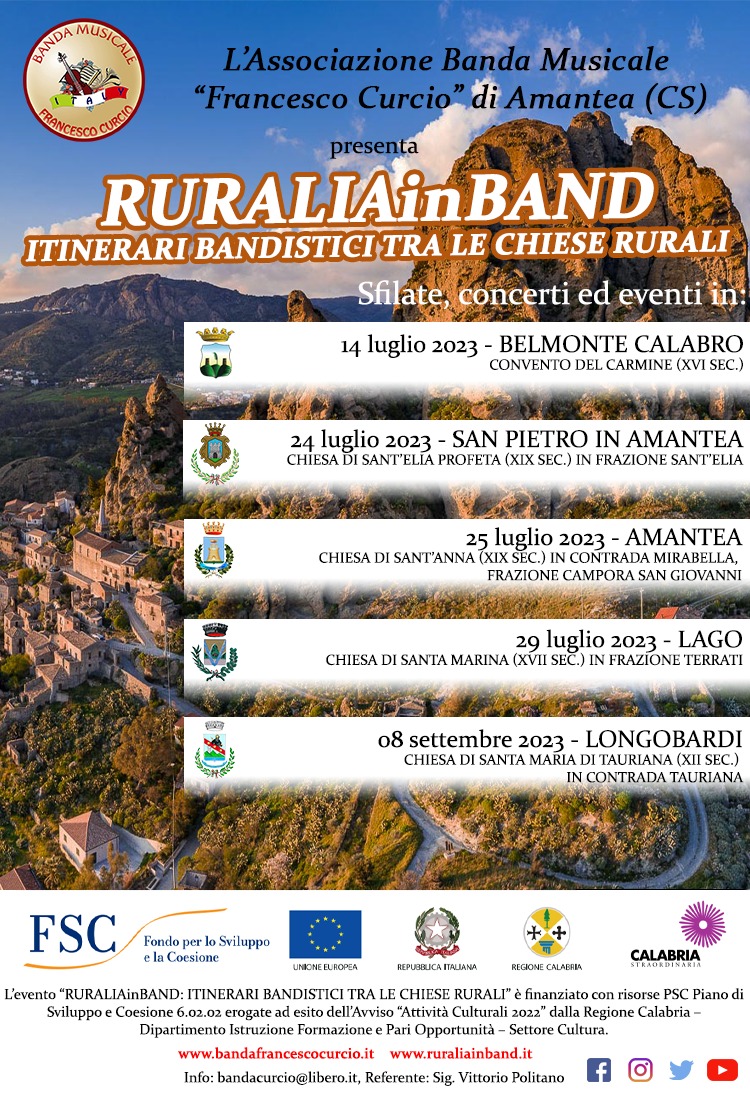 BandaCurcio's tweet photo. 🎺🏰 RURALIAinBAND: ITINERARI BANDISTICI TRA LE CHIESE RURALI 🏰🎺

Unisciti a noi per una serie di eventi musicali unici nel loro genere!

🕗 Sfilata ore 20:00
🕤 Concerto ore 21:30

#RURALIAinBAND #MusicaTradizione #ChieseRurali https://t.co/dMMcFY9sFS