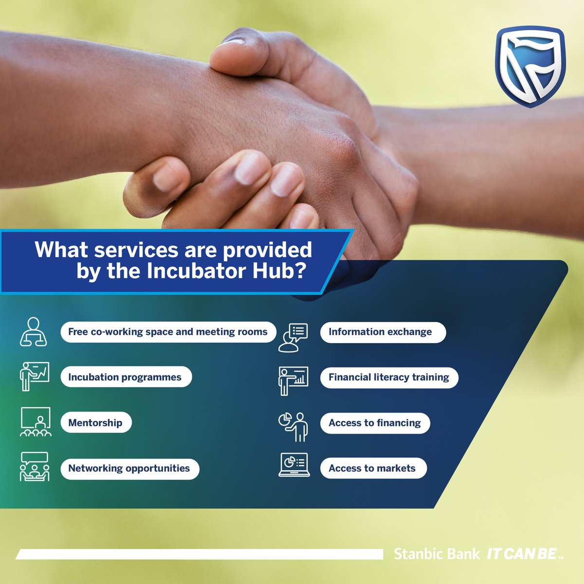 Are you a rising entrepreneur and looking for a space to help grow your business? Then the Stanbic Incubator Hub is for you, with our goal of empowering and nurturing entrepreneurship and innovativeness in SMEs.

Book your spot here: bit.ly/46OanNV

#ItCanBe