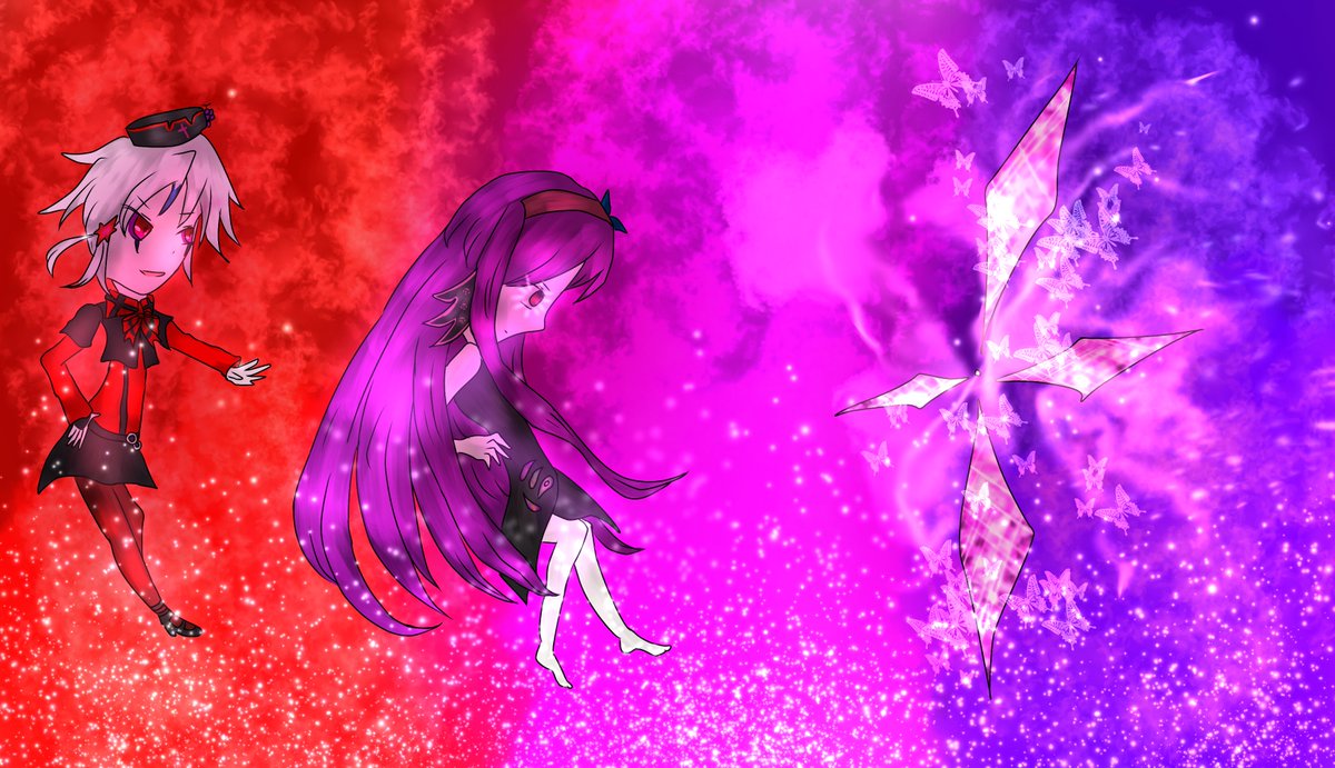 タイム🕘チェーン🕒プラクティス

#プラネットレクトゥール
#星魔たちのホシガタリ

🦋「「力を操る練習、頑張る」」
♍️「ヘマしてもいいけど、へばんなよ？」