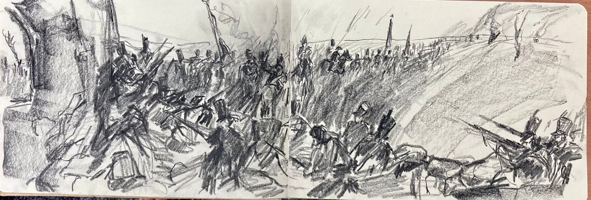 Hougoumont, the fight at the quarry. It’s a thrill to write that down for first time. Love this sketch by @Mapping1982 artist in residence & 2 Para veteran Doug Farthing. He dashed this off while watching our latest @DigWaterloo Excavation Diary video! youtu.be/Tbi0rmPCXR0