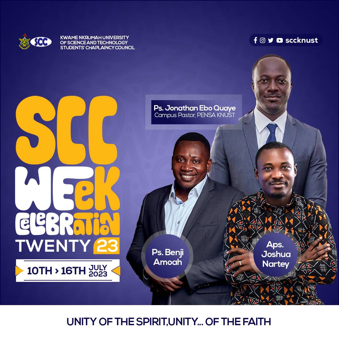 scc_knust's tweet photo. SCC Week Celebration continues with even greater glory🎉
Join us at the PENSA Building Site, at 6:30 PM each night from Wednesday through Friday to receive the word of God for His church in this season🔥
Don't miss it for anything!
#UnityoftheSpirit
#UnityoftheFaith https://t.co/QxFkVYqPHV