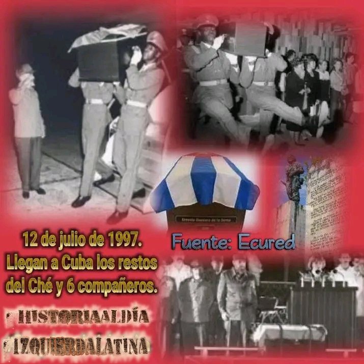 VidePvide's tweet photo. Tras las 👣 de la Historia 📖📝📚
Comparte y Divulga la Historia Efemérides 12 de julio.
👣Nace Mariana Grajales.
👣Nace Juan Gualberto Gómez.
👣Llegan a Cuba los restos del Ché y 6 compañeros.
👣Fallece Carlos Puebla.
#TrasLasHuellasDeLaHistoria 
#HistoriaAlDía #IzquierdaLatina https://t.co/EN6Yu41FJl