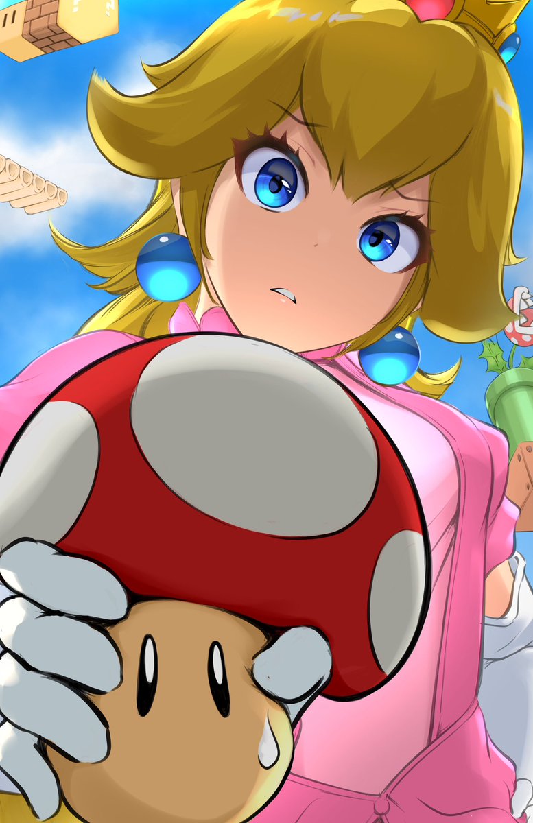 kimi_draw's tweet photo. スーパーマリオブラザーズ The Movieより。
嫌がる配管工に強引にキノコを食させるピーチ姫の図。
  #らまそい  #イラスト https://t.co/bmnOjEXPDa