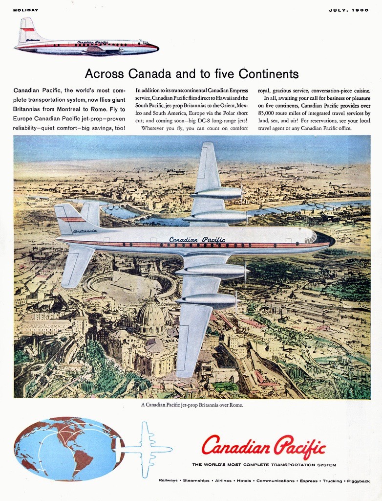 LRonLacy's tweet photo. ‘Across Canada to five continents’
‘Canadian Pacific - The World’s Most Complete Transportation System’
Holiday magazine, July 1960
#airlines #aircraft #aeree #CanadianPacific #transportation #transportationsystems #StPetersSquare #PiazzaSanPietro https://t.co/TcyjSMQTUM