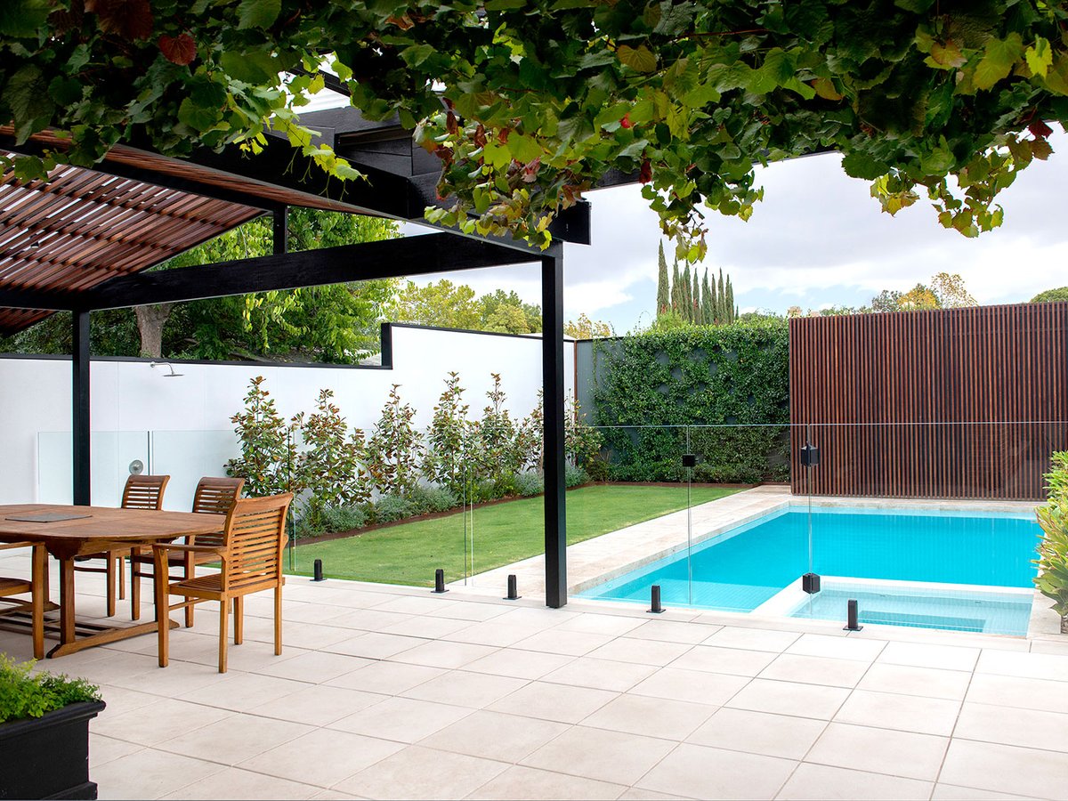 The perfect spot to relax in a private oasis 🍃

St Peters project by Elite Pools and Landscapes, featuring <a href="/AnstonAP/">Anston Architectural Products</a> Bondi in the alfresco and poolside stone by Eco Outdoor. Photo by <a href="/Longshot_images/">Longshot Images</a>.

#poolandgarden #alfresco #outdoorliving
