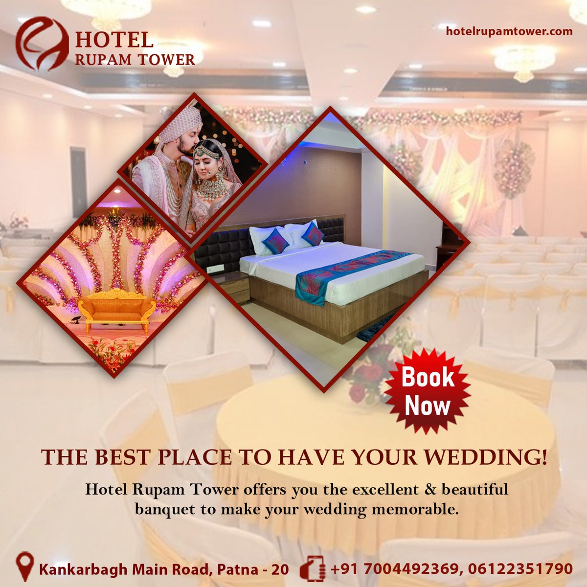 𝗠𝗮𝗸𝗲 𝗬𝗼𝘂𝗿 𝗪𝗲𝗱𝗱𝗶𝗻𝗴 𝗦𝗽𝗲𝗰𝘁𝗮𝗰𝘂𝗹𝗮𝗿 𝗮𝘁 𝗢𝘂𝗿 𝗕𝗮𝗻𝗾𝘂𝗲𝘁 𝗛𝗮𝗹𝗹
Contact us:- +91 7004492369,06122351790
Visit us hotelrupamtower.com
#celebrationtime #Banquet #weddinghall #hotel #PerfectDestination #hotelrupamtower #BestHotelInPatna #Patna #Bihar