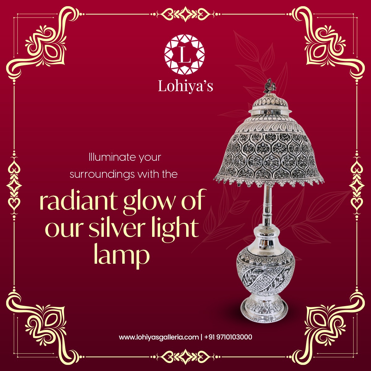 Shining bright like a silver dream ✨✨✨✨ Loving this exquisite silver lamp from Lohiyas Galleria! It adds a touch of elegance and sophistication to any space. 
.
To buy this connect to us at - +91 97101 03000
.
#SilverGlow #LohiyasGalleria #LightingGoals #InteriorDecor