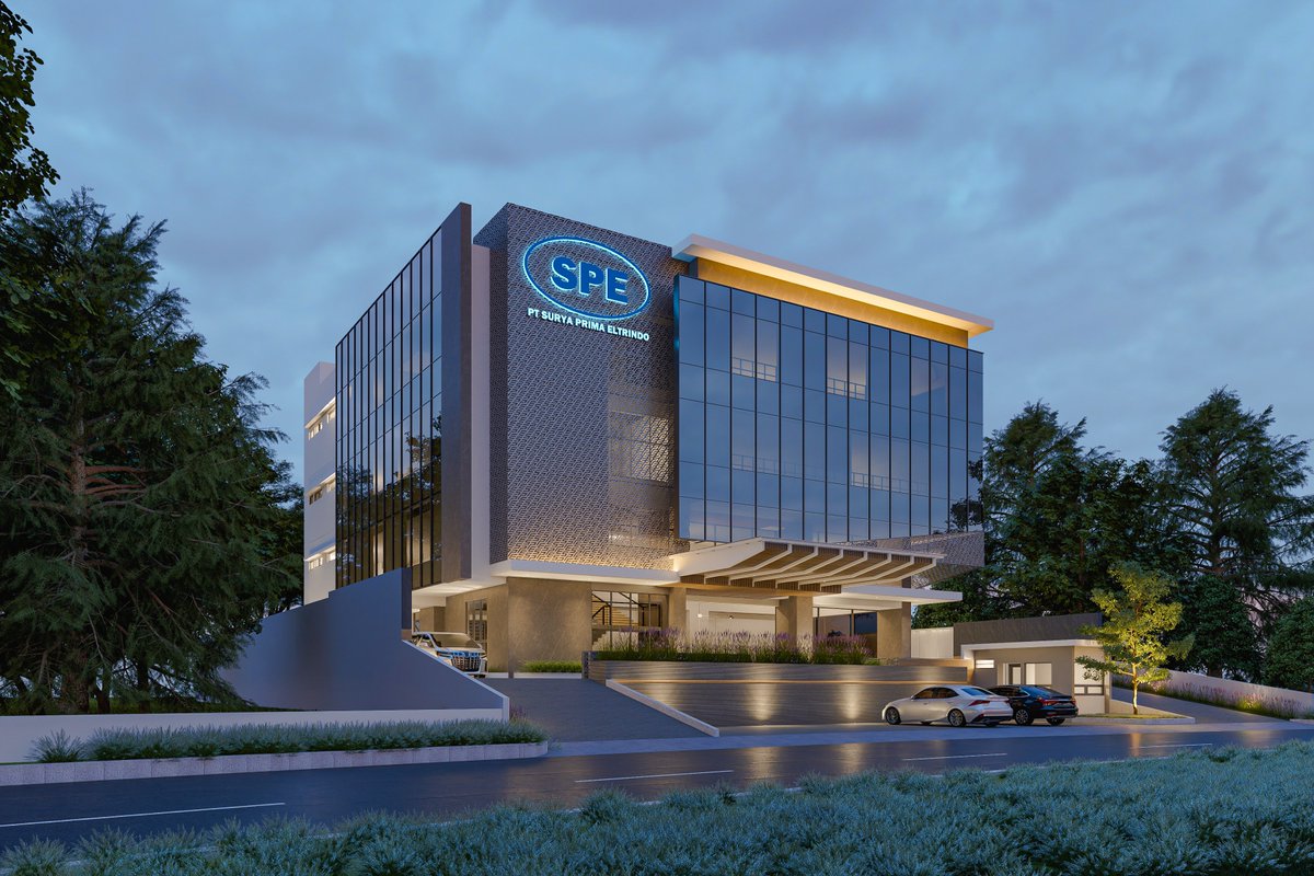 ConArchStudio's tweet photo. SPE office building exterior
This office building is taken from the character of lightning which conducts electricity with abstract lines. The character of the shape is then developed and applied to every office design. https://t.co/0LnzzvkcX2