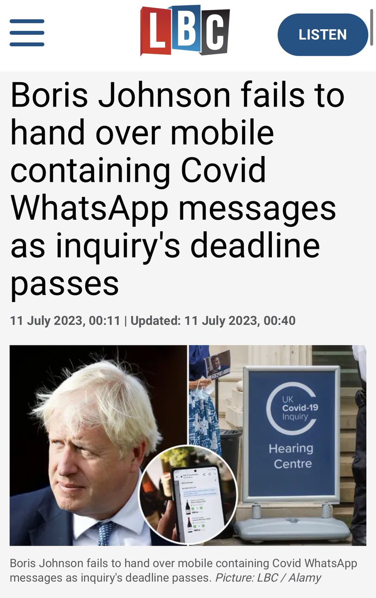 mikegalsworthy's tweet image. Boris Johnson failing to hand over his mobile phone to the Covid Inquiry is unquestionably the top news story right now…

…and yet the BBC is forced to lead on its own navel-gazing saga, because it is a broken news source whose content is shaped by the tabloid press.