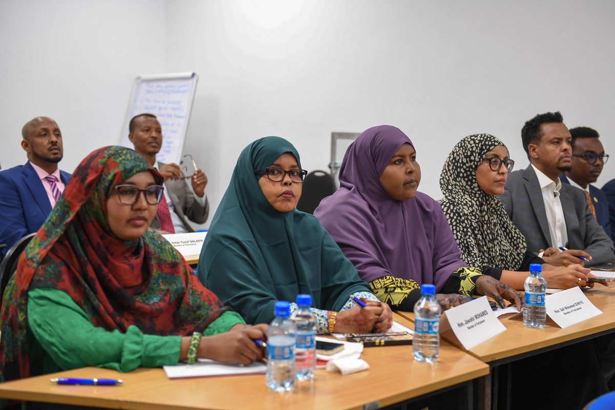 UNSomalia's tweet photo. .@UN’s Deputy Representative @Kikigbeho, reiterated #UN support to empowering #Somali Members of Parliament to better represent the communities they serve. 
"The training will empower you to enhance governance and stability as part of efforts towards a #peaceful, prosperous and inclusive #Somalia with institutions that are accountable to its citizens," she said at the UN-supported training for Federal Parliamentarians of Somalia, held recently in #Mogadishu. The training covered the legislative process, the constitutional review process, gender awareness and media engagement.