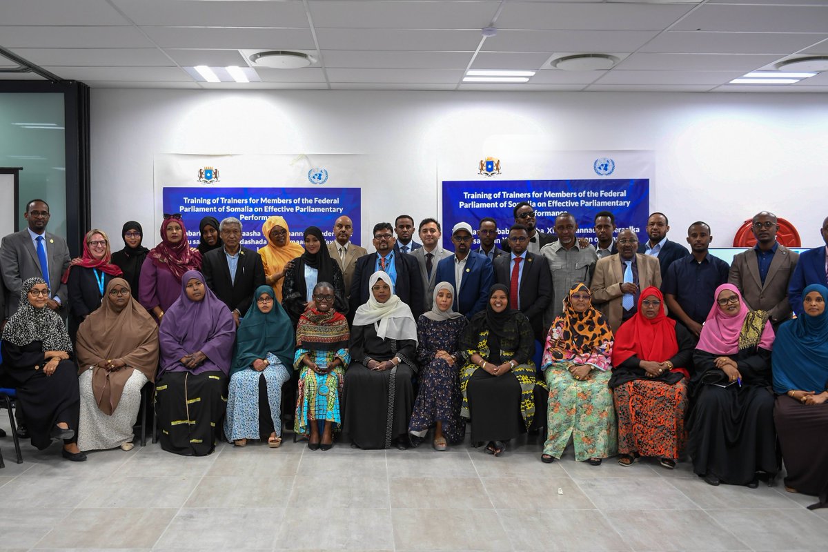 UNSomalia's tweet photo. .@UN’s Deputy Representative @Kikigbeho, reiterated #UN support to empowering #Somali Members of Parliament to better represent the communities they serve. 
"The training will empower you to enhance governance and stability as part of efforts towards a #peaceful, prosperous and inclusive #Somalia with institutions that are accountable to its citizens," she said at the UN-supported training for Federal Parliamentarians of Somalia, held recently in #Mogadishu. The training covered the legislative process, the constitutional review process, gender awareness and media engagement.