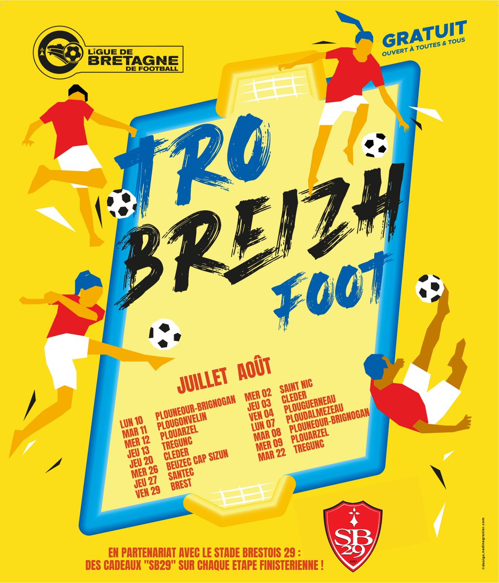 ⚽🌞 C'est parti pour la Tournée des plages qui sera à 𝗣𝗹𝗼𝘂𝗮𝗿𝘇𝗲𝗹  ce mercredi ! Retrouvez cet après-midi les animations "Tro Breizh Foot" organisées par la Ligue De Bretagne De Football ( <a href="/LBFoff/">Ligue de Bretagne de Football</a> ) ! #Football #Finistère #Bretagne