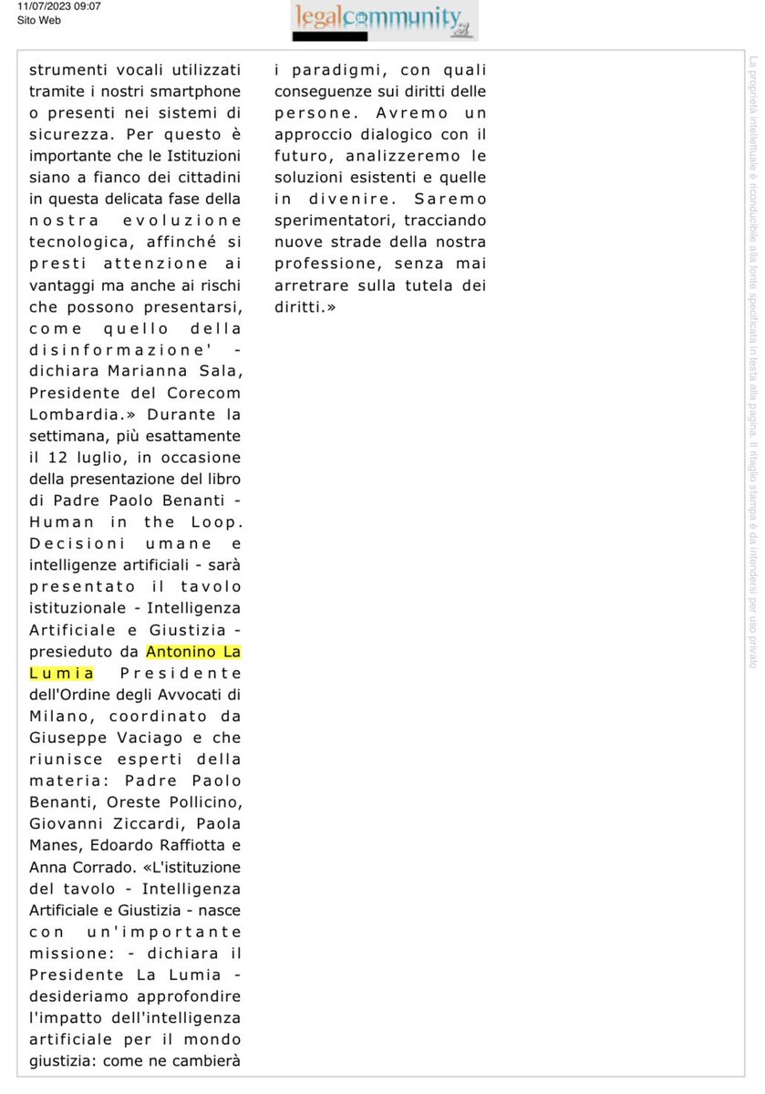 ocforganismo's tweet photo. 🔵A Milano, gli avvocati si ritrovano per discutere del futuro.

📌Questo il titolo dell’articolo pubblicato da “Legal Communiy”, ieri 11/07/2023.

@legal_community 

#ocf #ocforganismo #nordio #giustizia #avvocatura #intelligenzaartificiale #milano #12luglio #talktothefuture https://t.co/pNm7JOYs0V