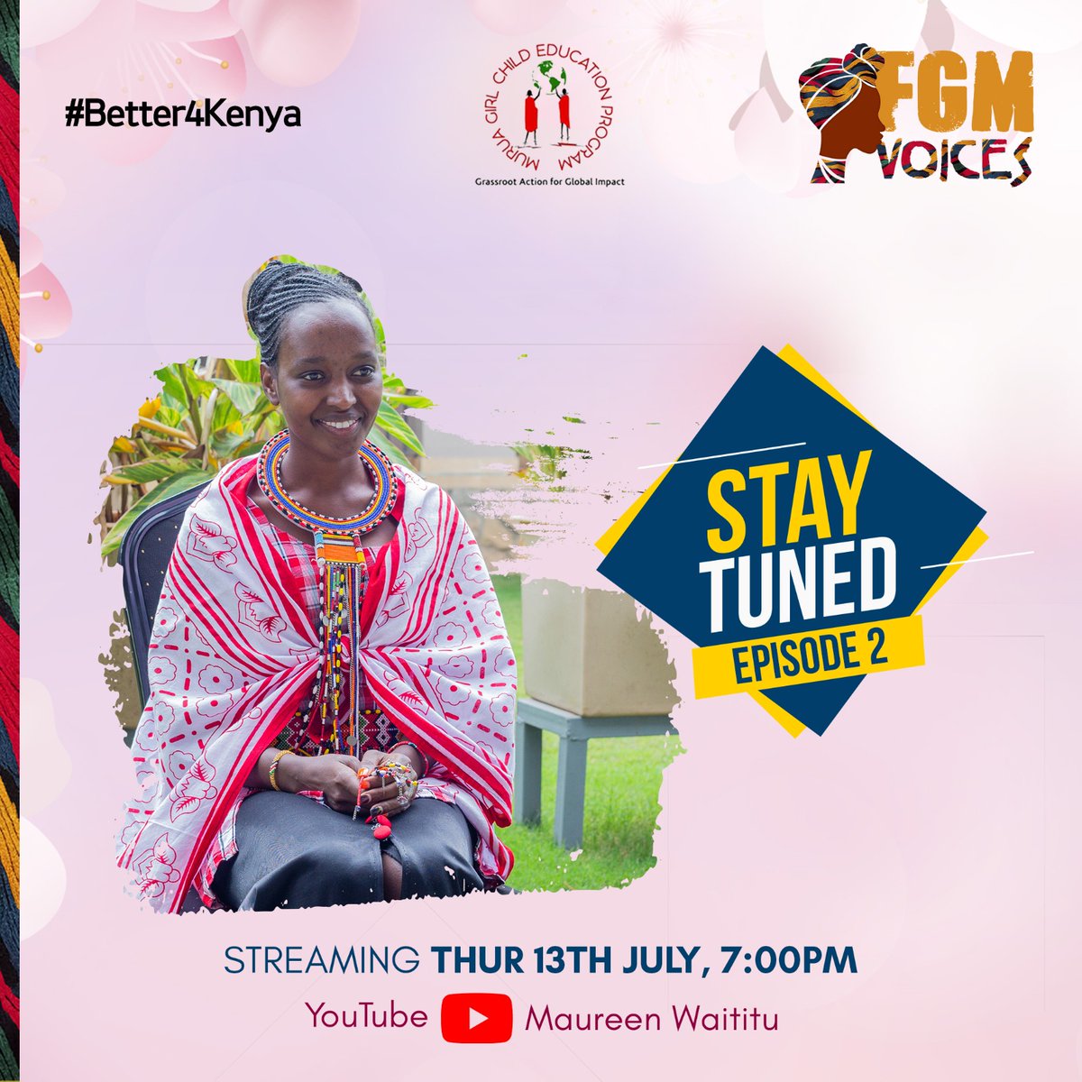 We cannot wait as Episode 2 of #FGMVoices 📢📢 premieres tomorrow on YouTube. A story told by <a href="/muruagirls/">Murua Girl Child Education Program</a> own #FGM Champion. Don’t miss it… tune in on 👉🏾bit.ly/3NUlAoR at 7:00pm! Catch you then!
#EndFGMC because it’s #Better4Kenya💯
#EndGBV
#MenAsAllies
#InvestDontRest