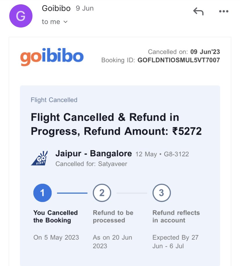 Ankit_KRawat's tweet photo. On 9th June 2033, I got a mail from @goibibo that I’ll get refund by 27 June-6th July 2023, which is still not done. Kindly do the needful as I’m not able to reach out to your customer support team. https://t.co/213EAZAtbV