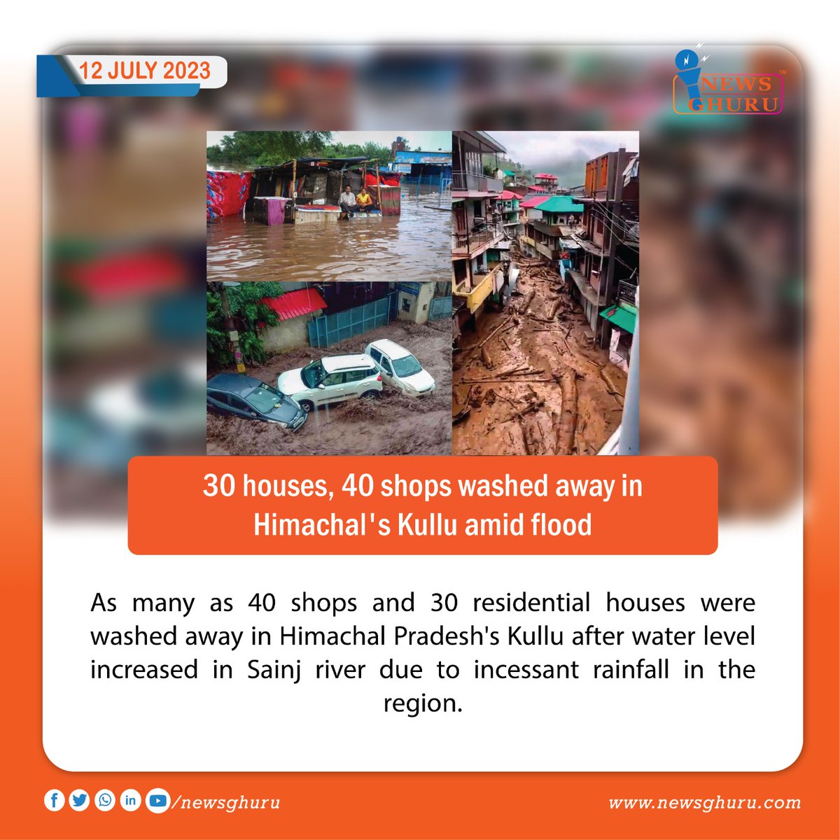 30 houses, 40 shops washed away in Himachal's Kullu amid flood
#news #covid #india #instagram #love #follow #media #like #breakingnews #trending #viral #music #instagood #politics #coronavirus #noticias #fashion #usa #memes #tv #football #new #bhfyp #sports #business https://t.co/YyAeeJueaq