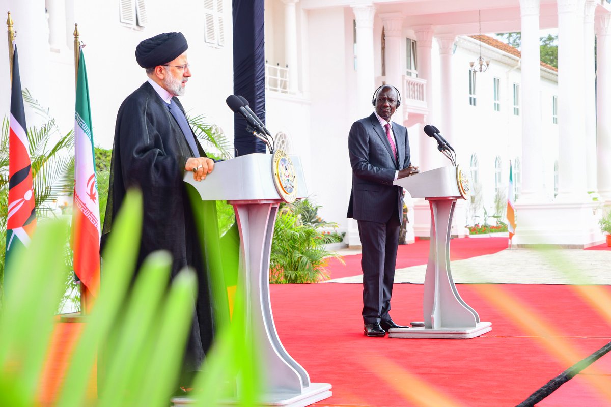 Why does WRS look like he is at a spinning gig? 

Anyway, KENYA and IRAN sign five MoUs on agriculture, ICT, education, tourism and mining after bilateral talks between President Ruto and President Raisi at State House, Nairobi.