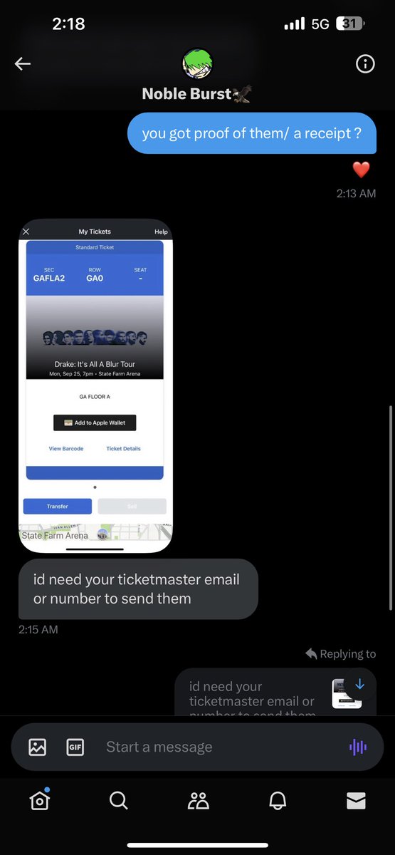 doookssapooks's tweet photo. there’s a scammer on here plsss be careful his @ is @_DangerZGow . He tried to scam me for Drake tickets and literally harassed me when i called him out so pls be careful! #Drake #draketickets #ticket #drakeconcerts #atlanta #21Savage #Draketour #concert https://t.co/WQTKF0ACId