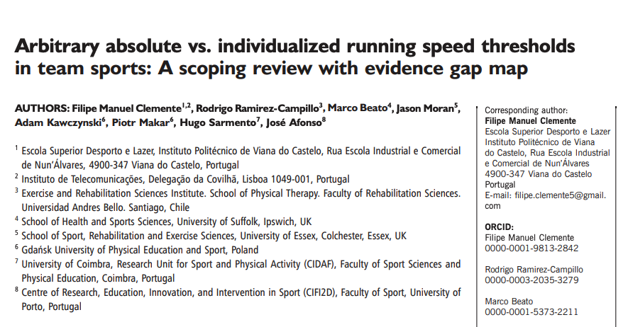 MarcoBeato1's tweet image. Paper alert! The latest issue of @BiolSport! #Arbitrary #absolute vs. #individualized #running #speed #thresholds in team sports: A #scoping #review with evidence gap map! 
link: pubmed.ncbi.nlm.nih.gov/37398971/

Congrats to the authors and in particular to Filipe!!!