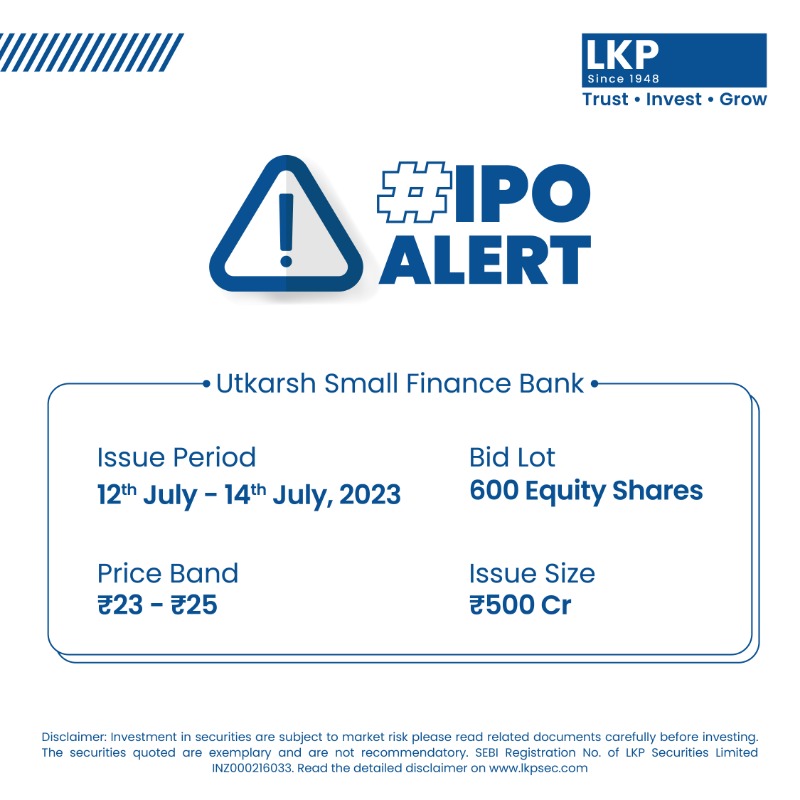 LKPSECURITIES's tweet image. Invest in The Utkarsh Small Finance Bank Ltd. IPO by downloading the Get Set Grow App a product of LKP Securities from play store and apple store.

#lkpsec #ipoalert #ipolaunch #ipofficial #utkarshsmallfinancebank #banking #sharemarketindia #stockmarket #investors #investinipo