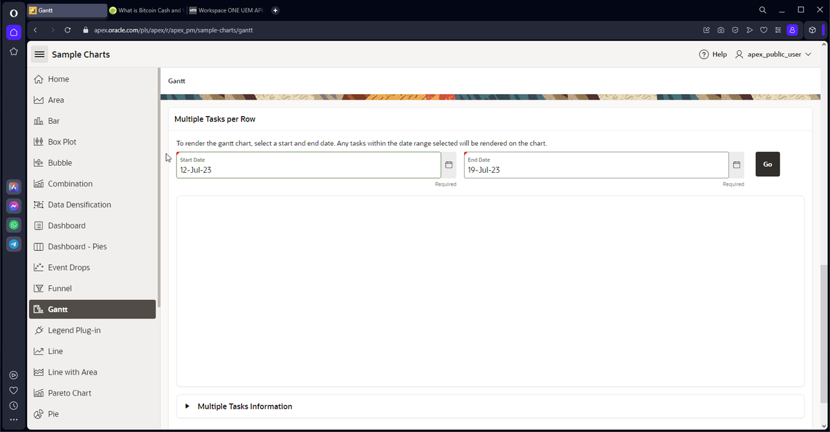 matic_ribic's tweet photo. Hey, #orclapex community, anyone else can't see multi tasks per row gantt chart on https://t.co/EqPQuDa8e6?
Trying to create one myself but seem to have the same (not showing) problems with it.. Tried FF and Opera. Tnx! https://t.co/lJmmRmAdPH