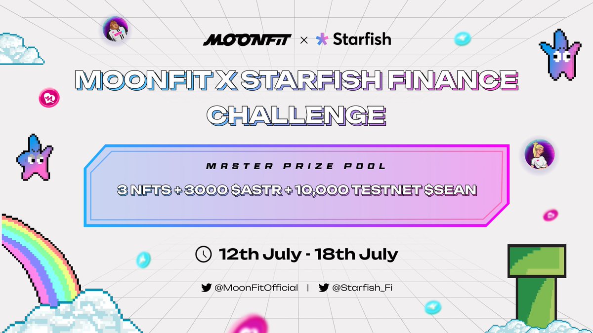 MoonFitOfficial's tweet photo. 🔥MoonFit is thrilled to announce a partnership with @Starfish_Fi, the leading Entertainment-Fi experience in #Web3.

Join our 1-week Challenge now!
🎁Win $MFG, MFR, and Merchandise everyday - there's plenty to win! 
💎Master Prize Pool for 23 winners

🔗https://t.co/MXrnsWjcot https://t.co/zqvFVavAa6