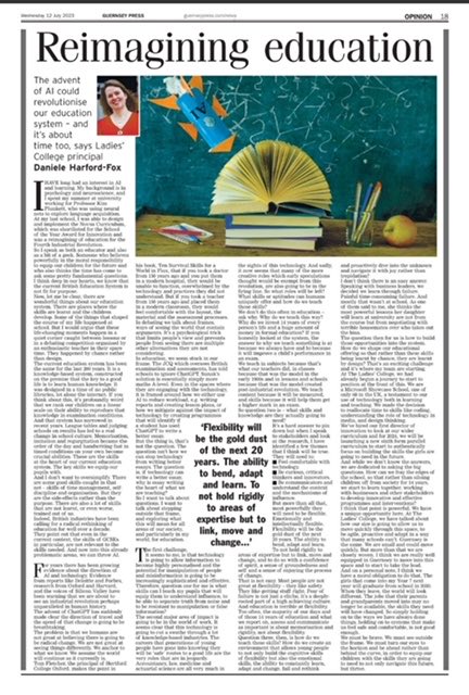 stpierjane's tweet photo. Excellent rallying cry from โฆ@danieleharfordโฉ: we need to prepare ambitiously for our children. Curiosity, communication, agility and embracing technology will ensure Guernsey is ahead of the curve. https://t.co/rAPUZop2qY