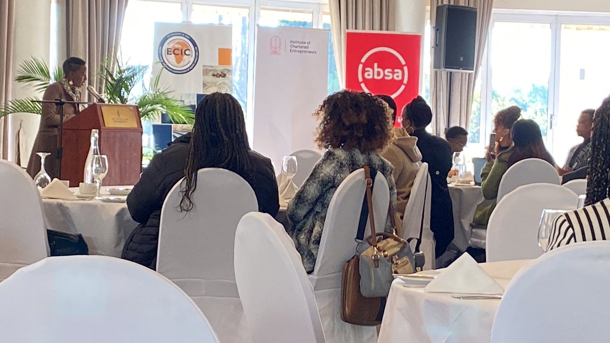 theioce's tweet photo. Sindiso Ndlovu, chief economist @ECICSA, sharing @AfCFTA awareness survey results with delegates at the inaugural #BreakfastWithICE event.
#smeexportreadiness https://t.co/epyJYPF1ej