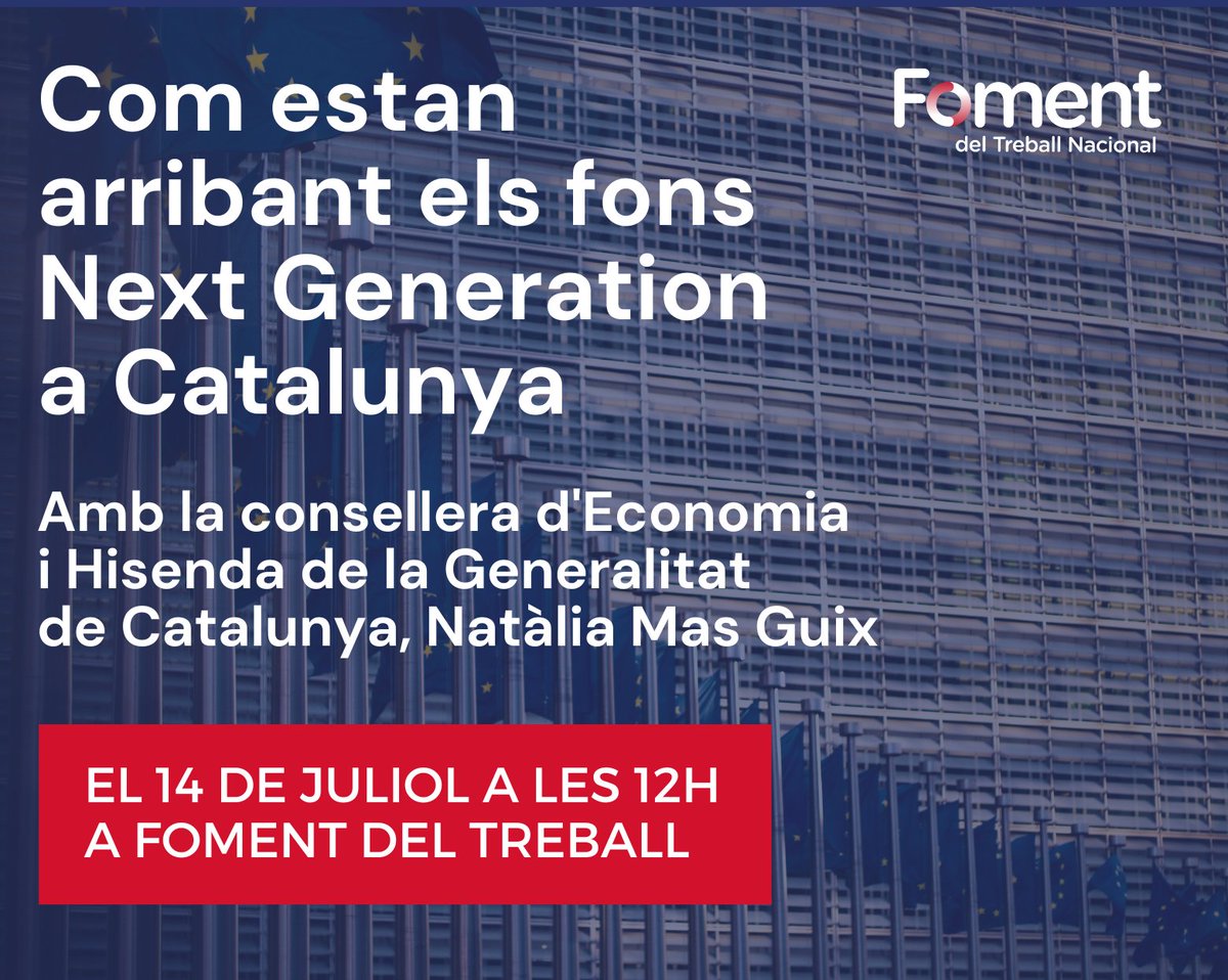 Foment del Treball Nacional (@fomenttreball) on Twitter photo 📌 T'interessa!
Recordem que divendres presentarem la #jornada "Com estan arribant els fons Next Generation a Catalunya" amb la participació de la consellera d'<a href="/economiacat/">Economia i Finances</a>.
Encara us podeu inscriure! 👉 foment.com/events/com-est… 📌 T'interessa!
Recordem que divendres presentarem la #jornada "Com estan arribant els fons Next Generation a Catalunya" amb la participació de la consellera d'<a href="/economiacat/">Economia i Finances</a>.
Encara us podeu inscriure! 👉 foment.com/events/com-est…