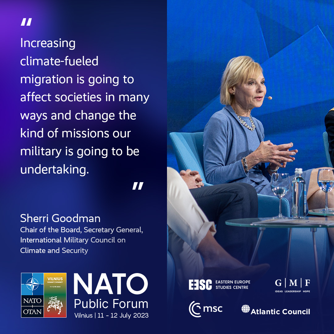 #ClimateAction is not only necessary to protect the planet but also to make societies more resilient — in NATO countries and beyond, @GoodmanSherri from @IMCCS_ underlines at #NATOSummit.
