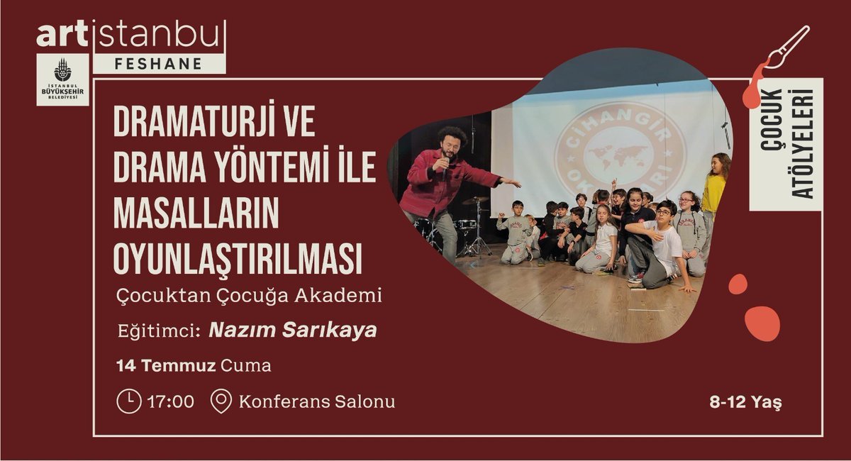 Bu hafta da Artİstanbul Feshane’nin ücretsiz etkinliklerine davetlisiniz! 

Tüm etkinliklere ücretsiz katılabilir, detaylara ve atölye katılım formlarına kultursanat.istanbul adresinden ulaşabilirsiniz.

#ibb #ibbkültür #atölye #sinema