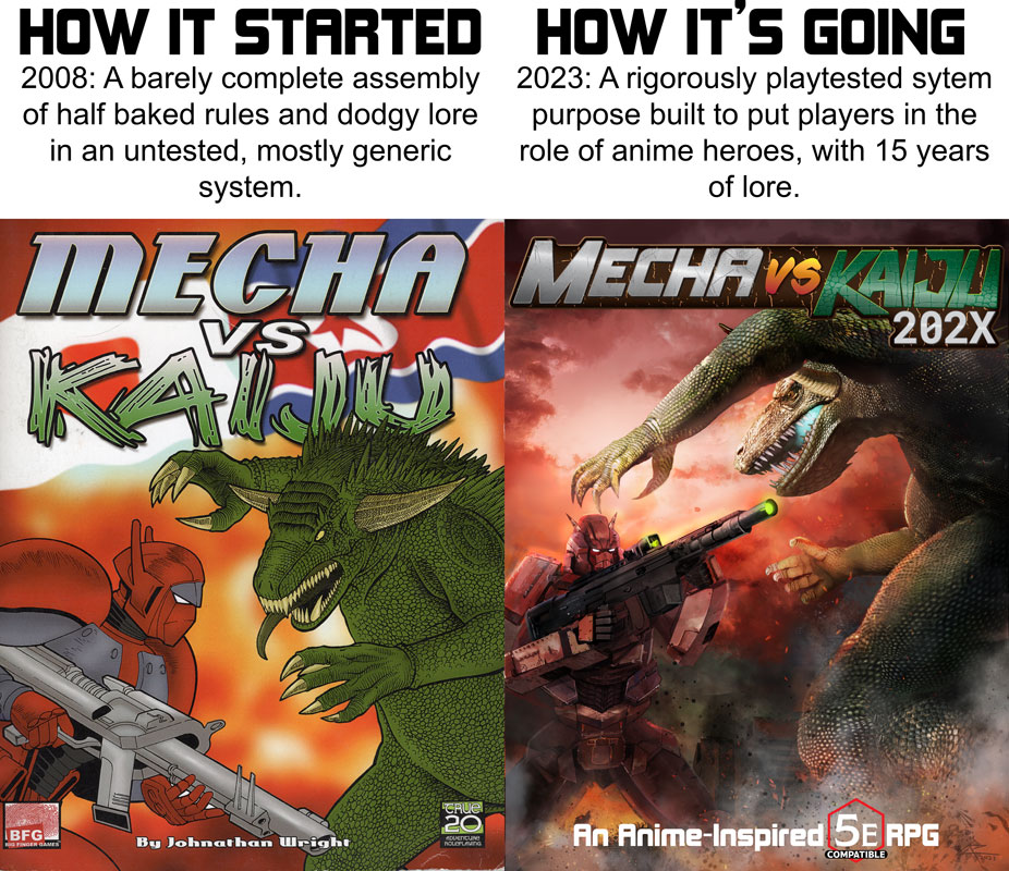 MechaVKaiju's tweet photo. @KICKSTARTER T-MINUS 20 DAYS!
I've been publishing Mecha Vs Kaiju since 2008, when I won a writing contest with @GreenRoninPub and was rewarded with a license to use their #True20 system. Today we are gearing up for our new #5E edition!
#WIPWednesday
https://t.co/EwdYEGBlgJ https://t.co/iDU90DpVnq