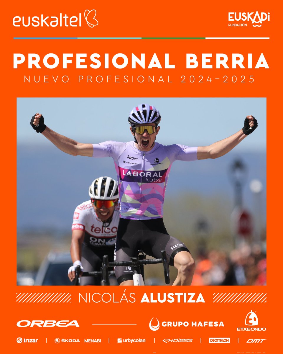 euskaltelteam's tweet photo. 🧡 @AlustizaNicolas da el salto al profesionalismo, tras dos temporadas en el @LABORALkTeam.

🗣️ Nico: "Este fichaje significa mucho para mí, es sinónimo de constancia y trabajo".

🗞️ Noticia y declaraciones completas: https://t.co/H99VDUiMFx https://t.co/YIfAdIHWIM