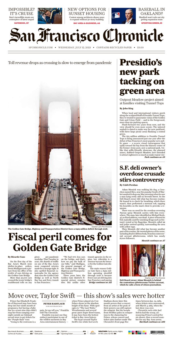FrontPages1's tweet photo. Wednesday's San Francisco Chronicle #news #TomorrowsPapersToday #FrontPages #SFChronicle #California #US #USA https://t.co/c86vLr7z2j