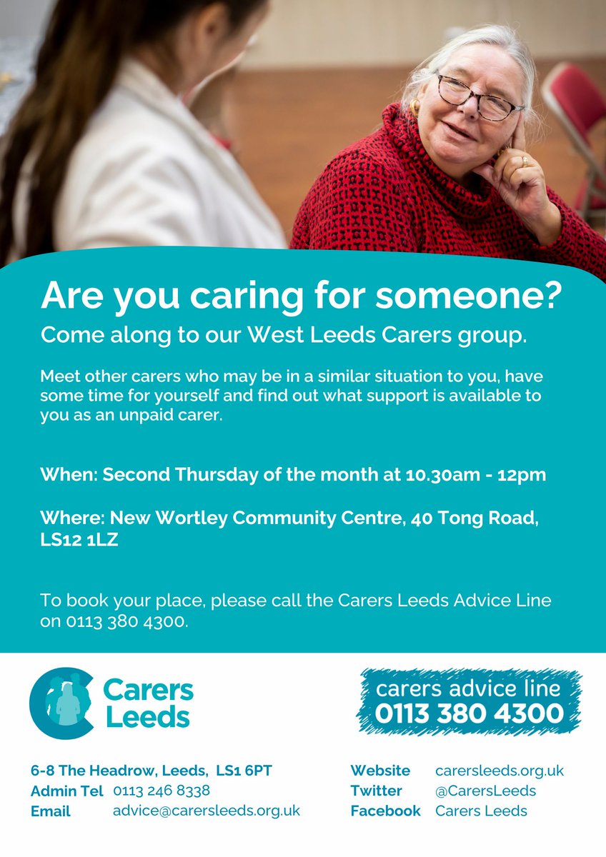 We are opening a new #carers support group in #LS12 on 10th August. Please share with your patients/customers/members @ArmleyMedical @LCCArmleyHub @NewWortleyCC