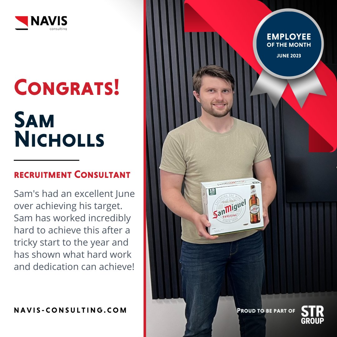 A massive well done to Sam Nicholls for winning the Employee of the Month Award!

We’re excited to see who will rise to the top next month🏆.

#maritimerecruitment #teamwork #navisconsulting #recruitment #recruiterlife #shipping #maritimejobs #navis #maritime