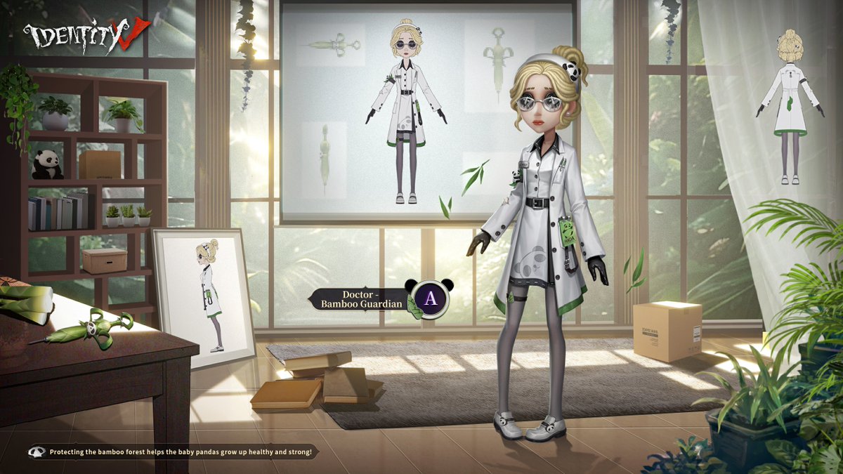GameIdentityV's tweet photo. Dear Visitors,
Check out the Doctor's A costume Panda series - Bamboo Guardian！ 
Together, let's protect the bamboo forests and help the healthy growth of baby pandas! 🐼
Available from July 20th
#IdentityV #Doctor #Panda https://t.co/sD5cGzT3N4
