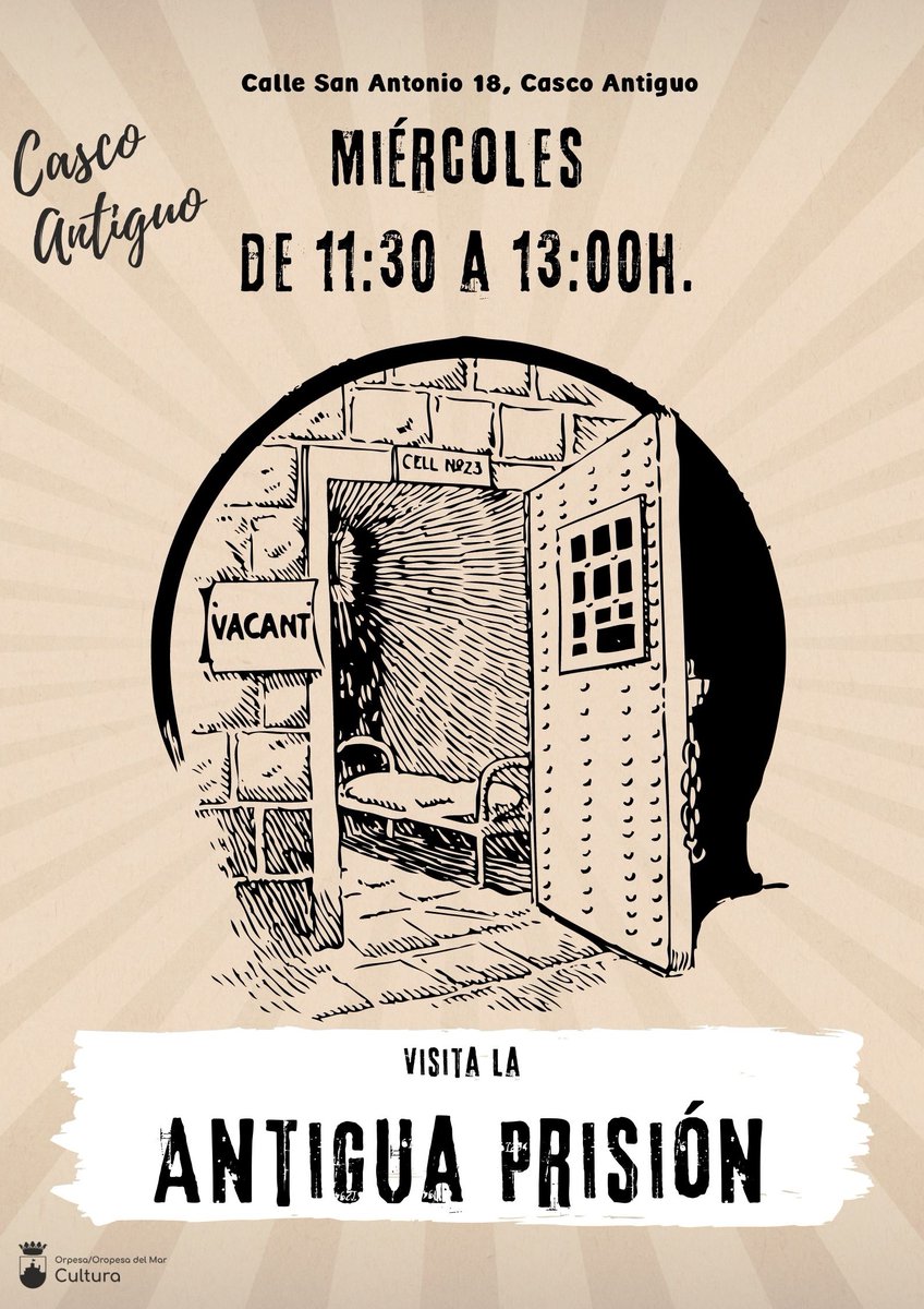 museooropesamar's tweet photo. Acércate a conocer las instalaciones de la antigua cárcel del s.XVII. Todos miércoles de 11:30 a 13h. podrás descubrir su historia a través de sus protagonistas. 

Consulta toda la programación en https://t.co/5VoBMtJxIt

#culturaoropesadelmar #patrimonio #cascoantiguo https://t.co/CD3tda1HA8