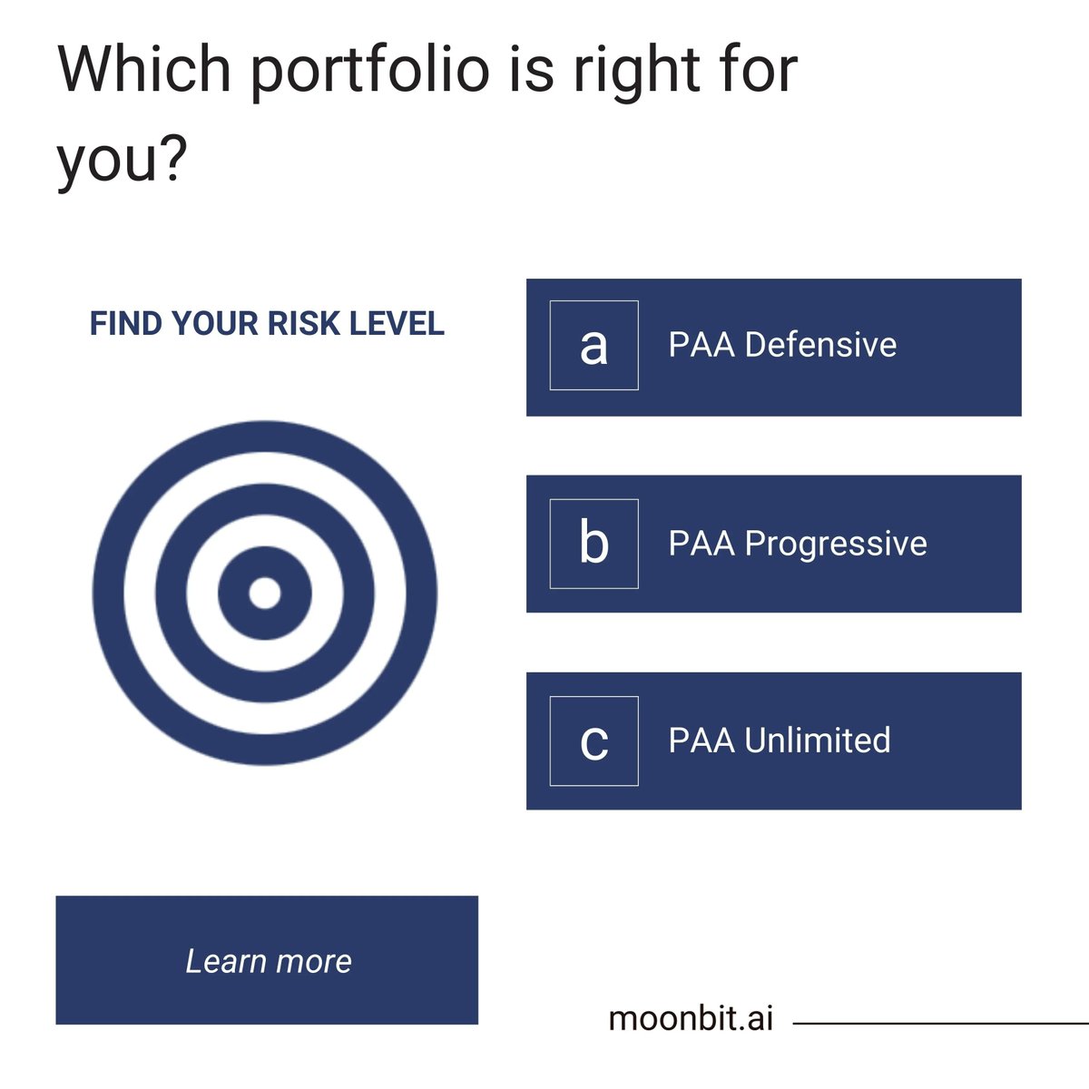 Moonbitai's tweet photo. Explore Moonbit's Portfolio Approach for cryptocurrency investments, offering tailored portfolios for risk profiles and innovative Protective Asset Allocation (PAA) strategy. Enjoy superior returns with crash protection.
#Moonbit #CryptoInvestments #PortfolioApproach https://t.co/bkz9rKnN64
