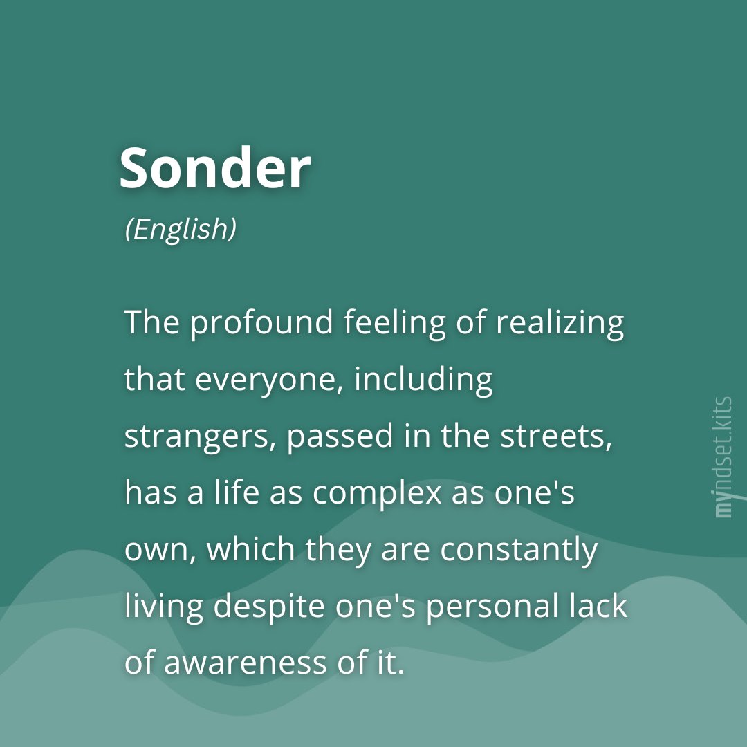 Let this inspire you to treat every person you meet with respect, empathy, and a genuine curiosity for their story.

#Sonder #awareness #english #englishwords #coolwords #vocabulary #wordwisdom