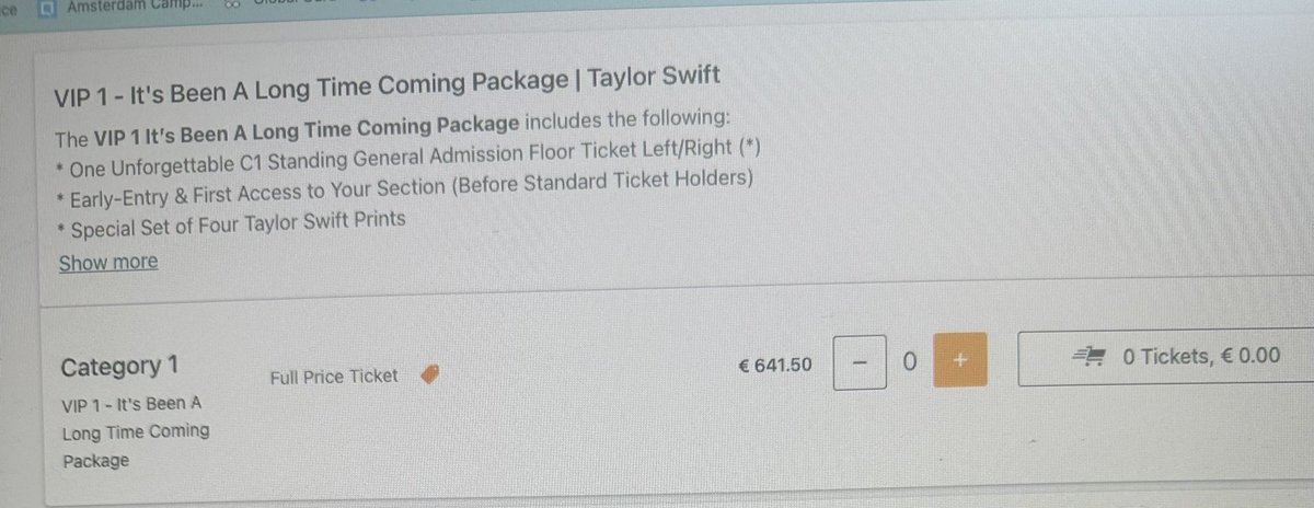 jobear248's tweet photo. Anyone noticed any #TSTheErasTour price discrepancies in VIP packages? UK vs Germany: front standing in UK was Karma package at £386 whereas in Germany front standing is €641 and listed as “Its been a long time coming” 🤔 @TicketmasterUK @eventimDE fyi helping friends w/ tickets https://t.co/khVz3bLXha