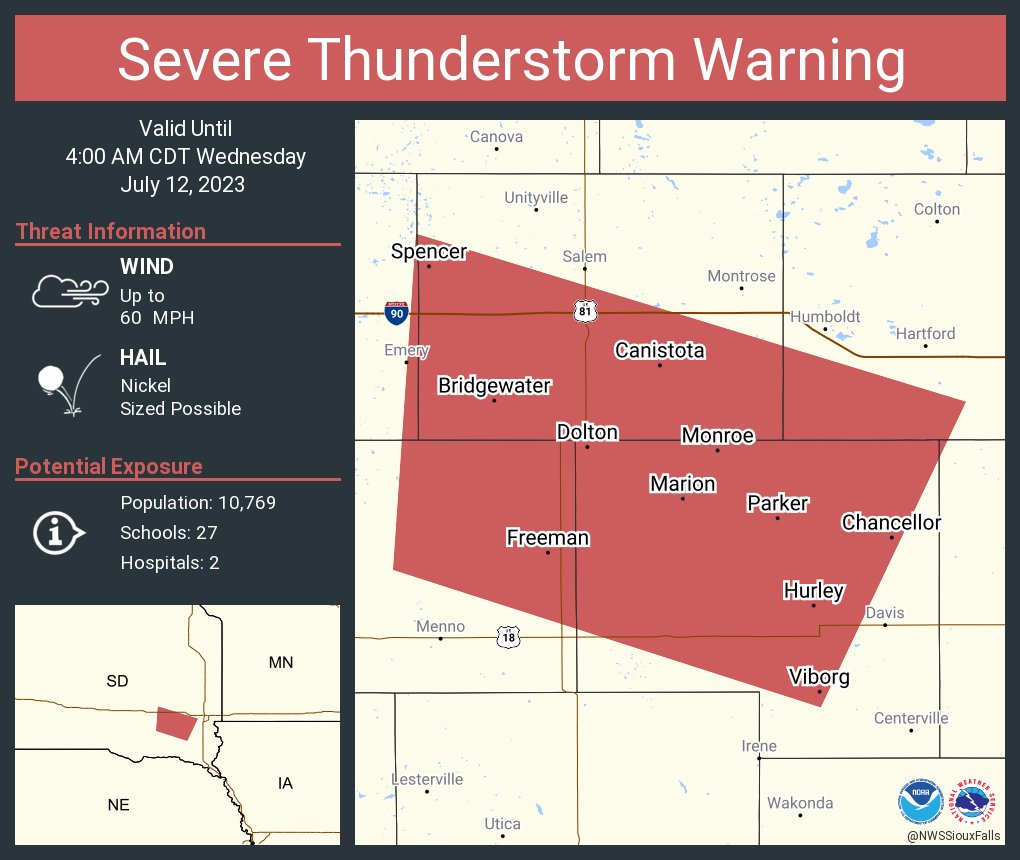 NWS Sioux Falls on Twitter "Severe Thunderstorm Warning including